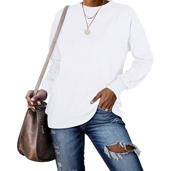 Plmoken Sweatshirts For  Women Long Sleeve Round Neck Tunic Tops For Leggings - Picture 2 of 6